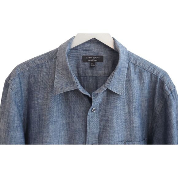 Chambray Shirt XL Banana Republic Soft Wash Slim Fit - Picture 5 of 9